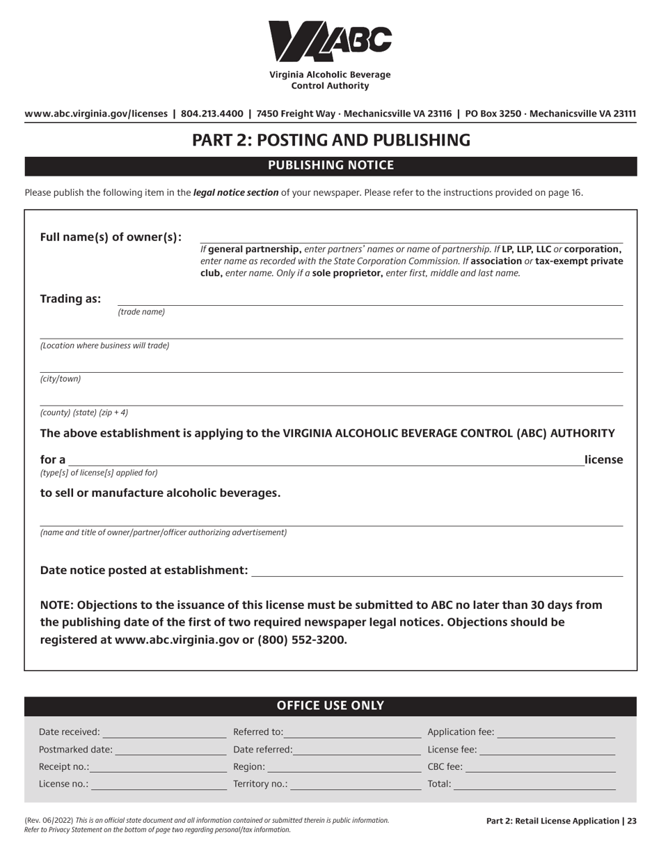 Retail License Application - Virginia, Page 23