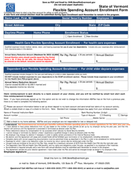 Document preview: Flexible Spending Account Enrollment Form - Vermont