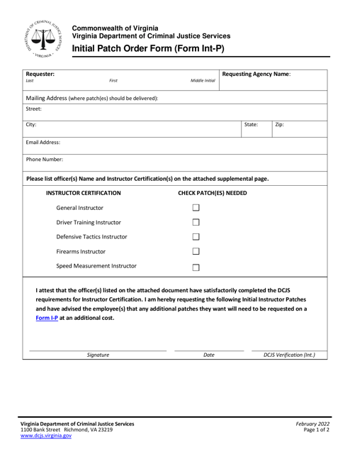 Form INT-P  Printable Pdf