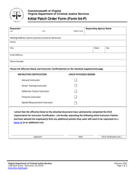 Form INT-P Initial Patch Order Form (Form Int-P) - Virginia