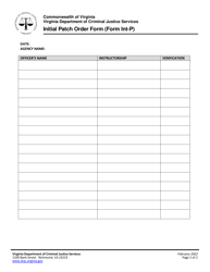 Form INT-P Initial Patch Order Form (Form Int-P) - Virginia, Page 2