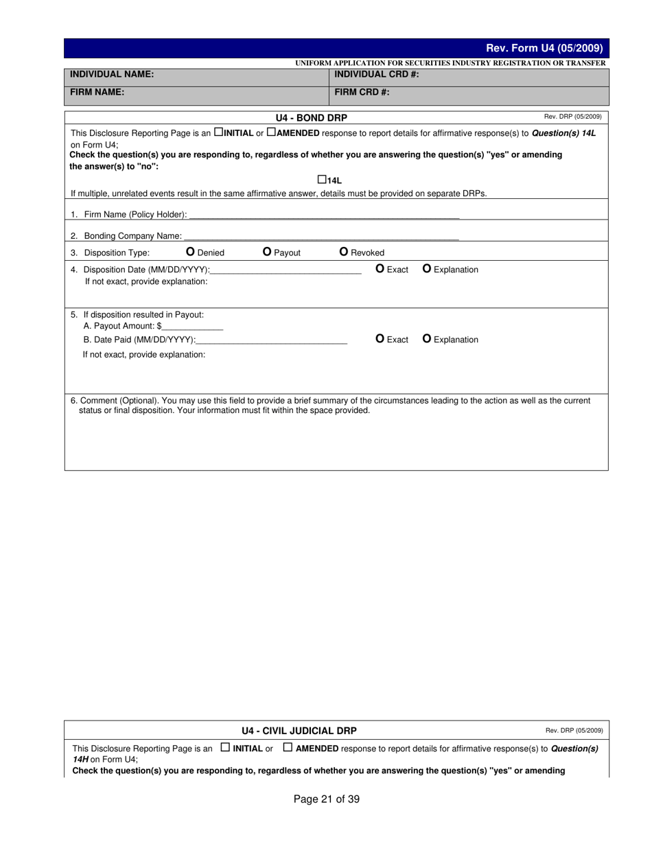 Form U4 - Fill Out, Sign Online and Download Printable PDF | Templateroller