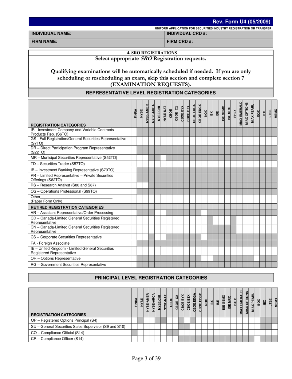 Form U4 Uniform Application for Securities Industry Registration or Transfer, Page 3