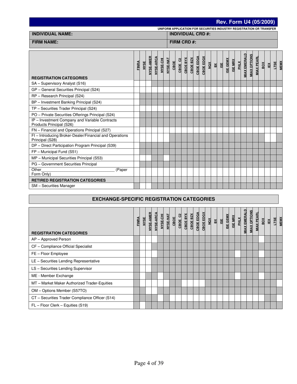 Form U4 Uniform Application for Securities Industry Registration or Transfer, Page 4