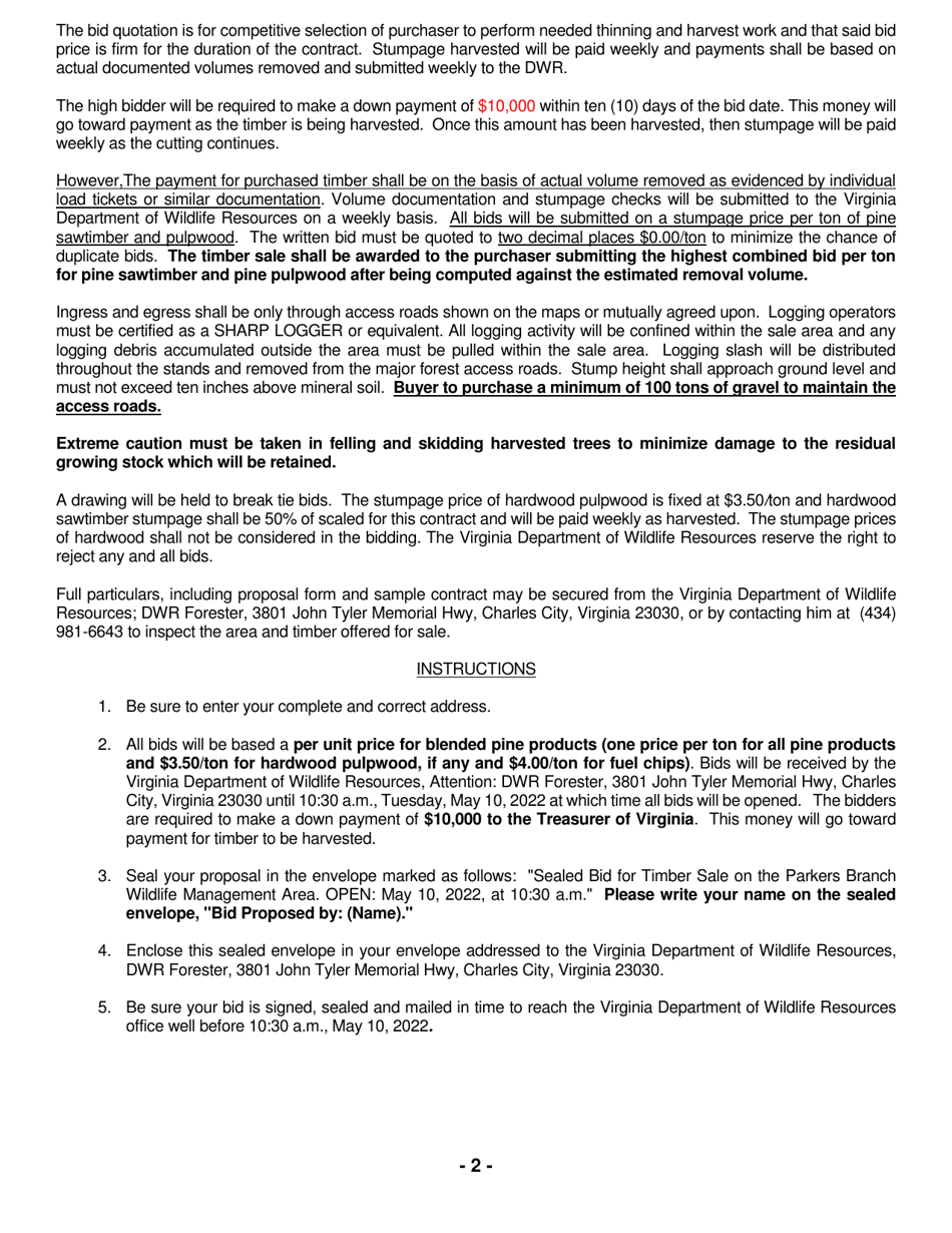 Notice of Timber Sale (Pine Plantation Thinning and Regeneration Harvest) - Virginia, Page 2