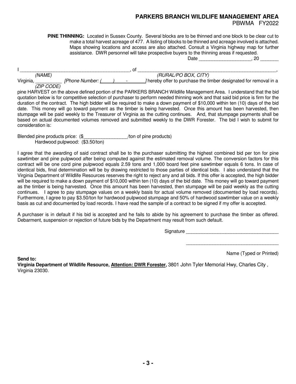 Notice of Timber Sale (Pine Plantation Thinning and Regeneration Harvest) - Virginia, Page 3