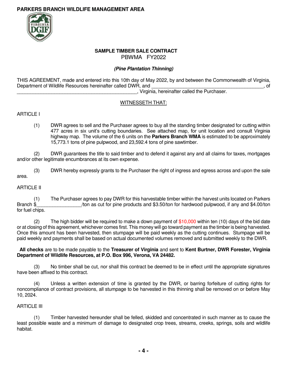Notice of Timber Sale (Pine Plantation Thinning and Regeneration Harvest) - Virginia, Page 4