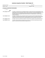 Laboratory Inspection Checklist - Velap Chapter 45 - Standard Operating Procedures - Virginia, Page 2