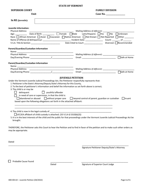 Form 400-00110  Printable Pdf