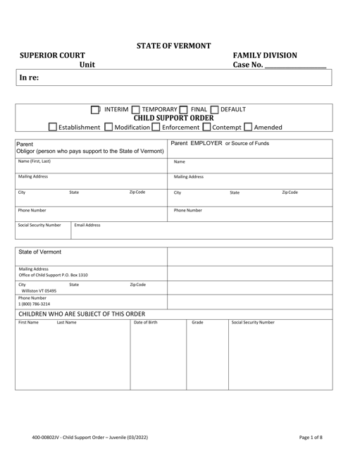 Form 400-00802JV  Printable Pdf