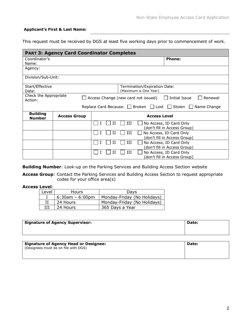 Form DGS-32-006 Identification and Building Access Card Application Non-state Employee - Virginia, Page 2