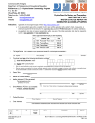 Form A450-1264_65EXLIC Master Esthetician - Master Esthetics Instructor Examination &amp; License Application - Virginia