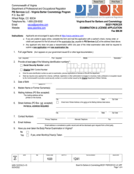 Form A450-1241EXLIC Body Piercer Examination &amp; License Application - Virginia