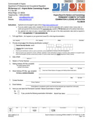 Form A450-1236EXLIC Permanent Cosmetic Tattooer Examination &amp; License Application - Virginia