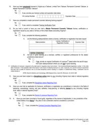 Form A450-1237EXLIC Master Permanent Cosmetic Tattooer Examination &amp; License Application - Virginia, Page 2