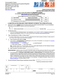 Document preview: Form A429-2908LIC Auction Firm License Application - Virginia