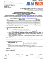 Form A416-0403LIC Land Surveyor License Application - Virginia, Page 3