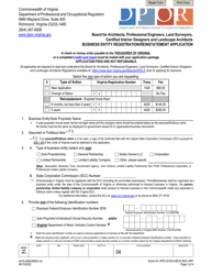 Form A416-04BUSREG Business Entity Registration/Reinstatement Application - Virginia, Page 2