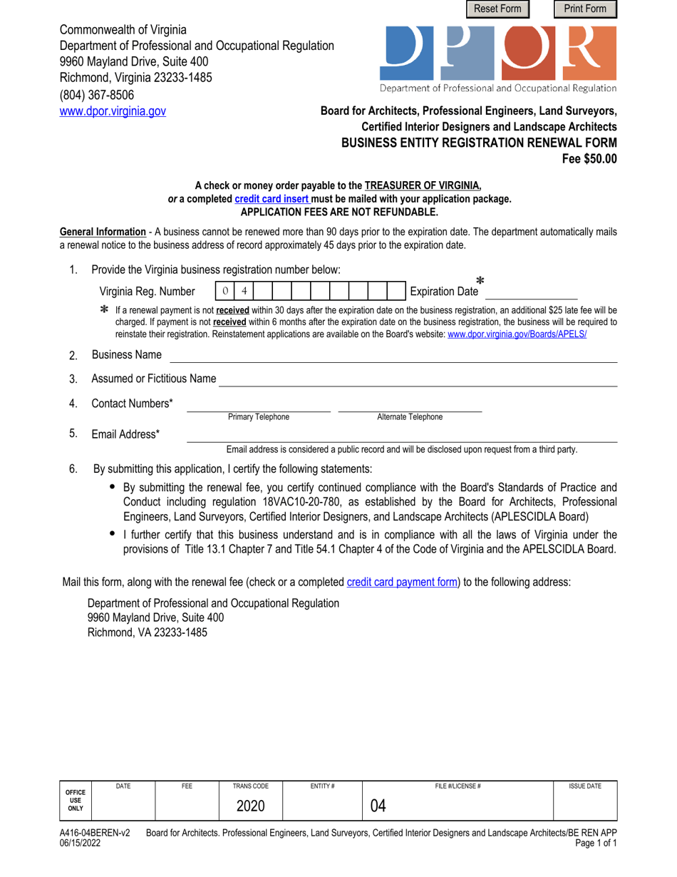 Virginia R1 Form Form A416-04BEREN - Fill Out, Sign Online and Download Fillable PDF ...