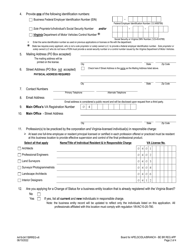 Form A416-0411BRREG Business Entity - Branch Office Registration/Reinstatement Application - Virginia, Page 2