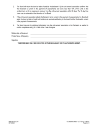 Form A492-0517LOC Request for Return of Condominium Assessment Bond/Letter of Credit Form - Virginia, Page 2