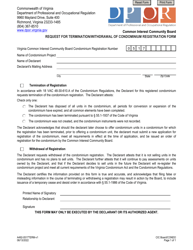 Document preview: Form A492-0517TERM Request for Termination/Withdrawal of Condominium Registration Form - Virginia