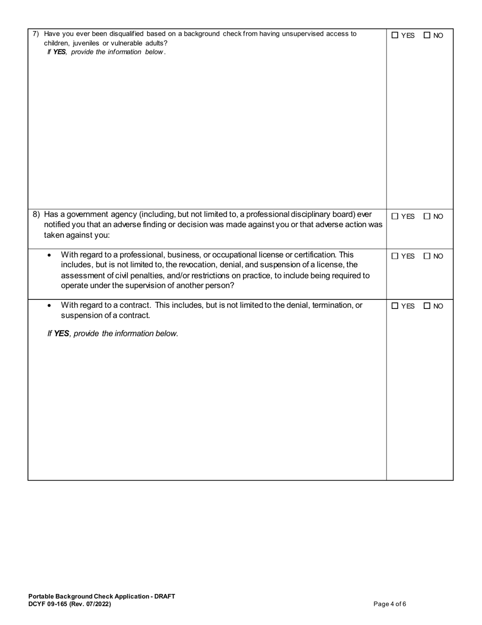 DCYF Form 09-165 Download Fillable PDF or Fill Online Portable ...