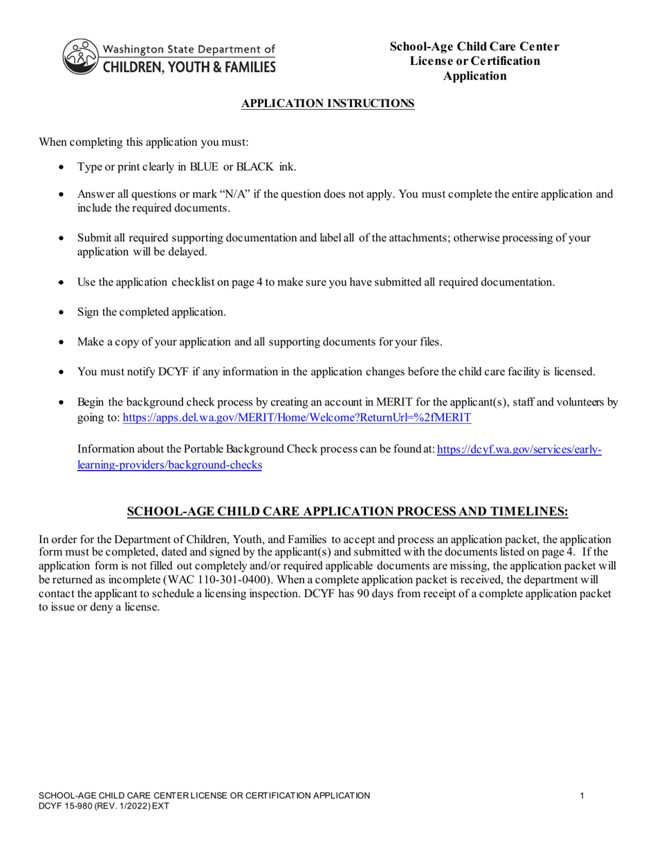 DCYF Form 15980 Fill Out, Sign Online and Download Fillable PDF