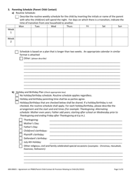 Form 400-00825 Agreement on Parental Rights and Responsibilities, Parent Child Contact and Provisions Relating to Children - Vermont, Page 3