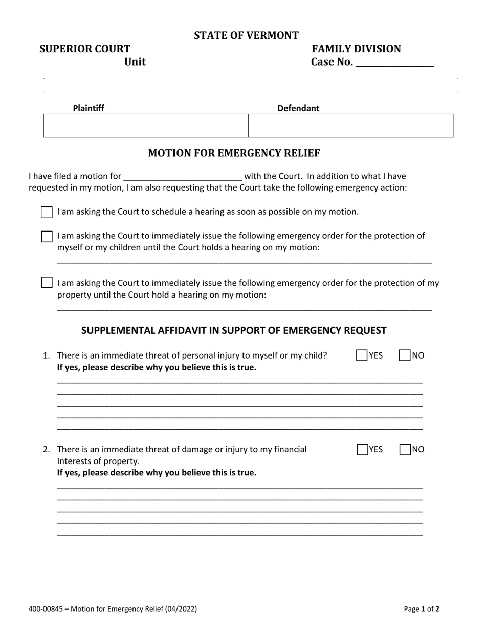Form 40000845 Download Fillable PDF or Fill Online Motion for