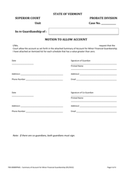 Form 700-00089PMG Summary of Account for Minor Financial Guardianship - Vermont, Page 4