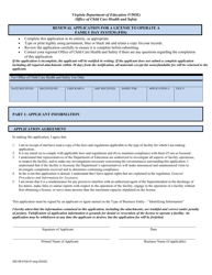 Document preview: Form 032-08-0102-01 Renewal Application for a License to Operate a Family Day System (Fds) - Virginia