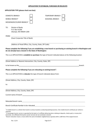 Branch Application Form - Washington, Page 2