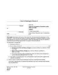 Form MP201 &quot;Order for Competency Evaluation Under Rcw 10.77.060&quot; - Washington