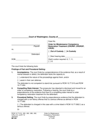 Form MP250 Order for Misdemeanor Competency Restoration Treatment (Crorip, Crorop, Cror) - Washington