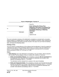 Form MP282 &quot;Order Striking Non-felony Post-disposition Revocation Proceedings Due to Defendant's Lack of Competency and Immediately Releasing or Detaining Defendant&quot; - Washington