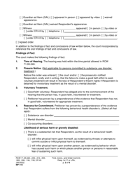 Form MP410 Findings, Conclusions, and Order Committing Respondent for Involuntary Treatment or Less Restrictive Alternative Treatment - Washington, Page 2