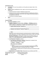 Form MP420 Findings, Conclusions, and Order Committing Respondent for Involuntary Treatment or Less Restrictive Treatment - Washington, Page 4