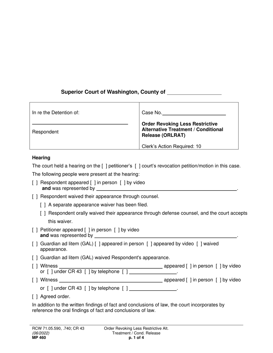 Form Mp460 Download Printable Pdf Or Fill Online Order Revoking Less