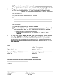 Form MP470 Order After Review Under Rcw 71.05.235 - Washington, Page 2