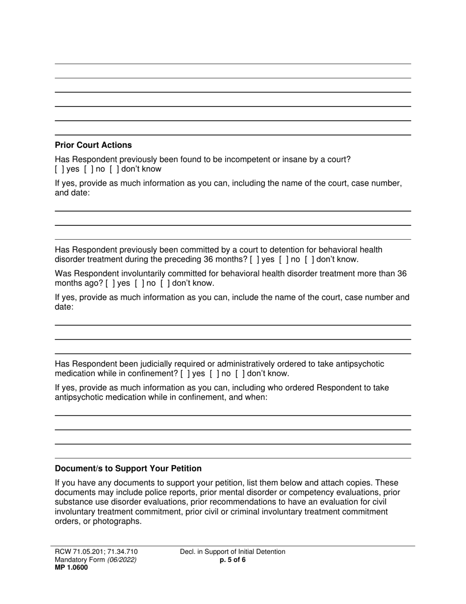 Form MP1.0600 Joels Law Petition for Initial Detention - Washington, Page 12