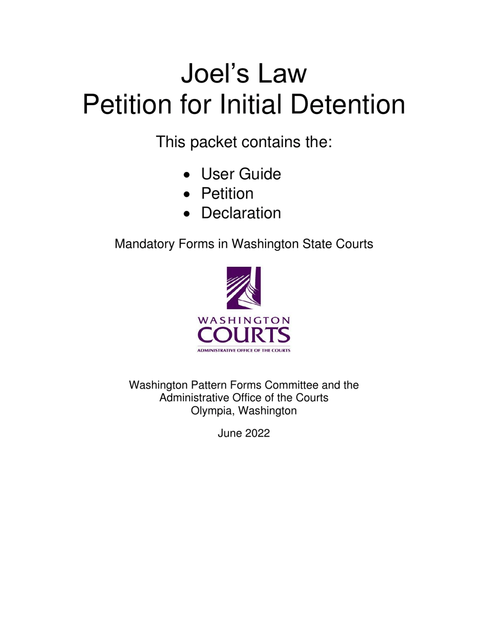 Form MP1.0600 Joels Law Petition for Initial Detention - Washington, Page 1
