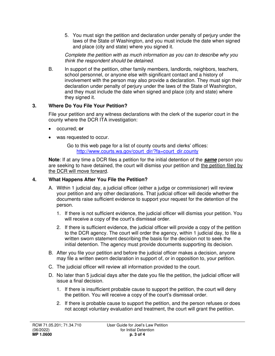 Form MP1.0600 Joels Law Petition for Initial Detention - Washington, Page 4