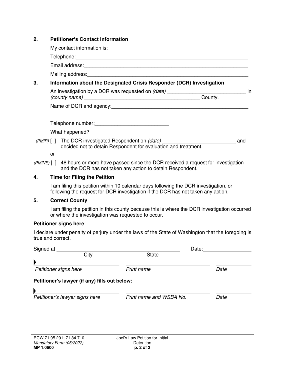 Form MP1.0600 Joels Law Petition for Initial Detention - Washington, Page 7