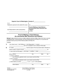 Form FL All Family112 &quot;Proof of Mailing or Hand Delivery (For Documents After Summons and Petition)&quot; - Washington