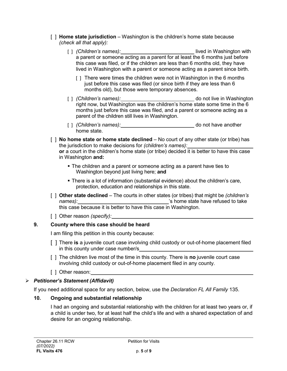 Form FL Visits476 Petition for Visits - Washington, Page 5