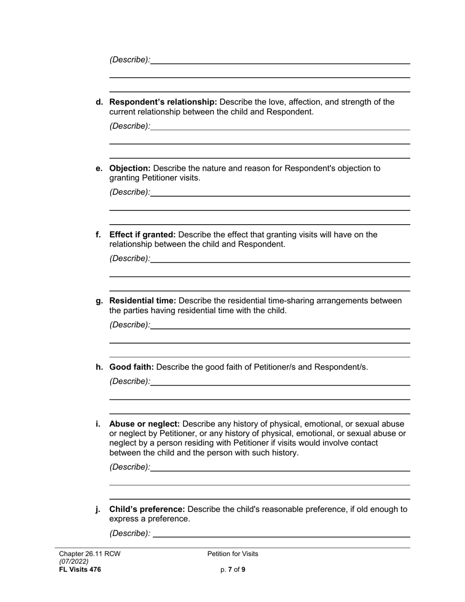 Form FL Visits476 Petition for Visits - Washington, Page 7