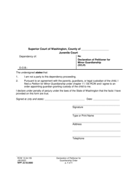 Document preview: Form WPF JU03.0800 Declaration of Petitioner for Minor Guardianship - Washington