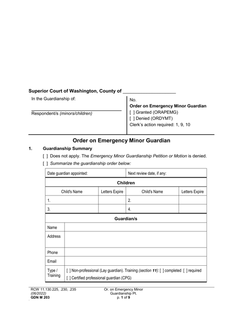 Form GDN M203  Printable Pdf