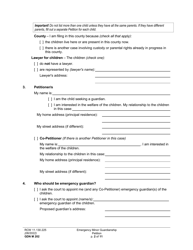 Form GDN M202 Emergency Minor Guardianship Petition - Washington, Page 2
